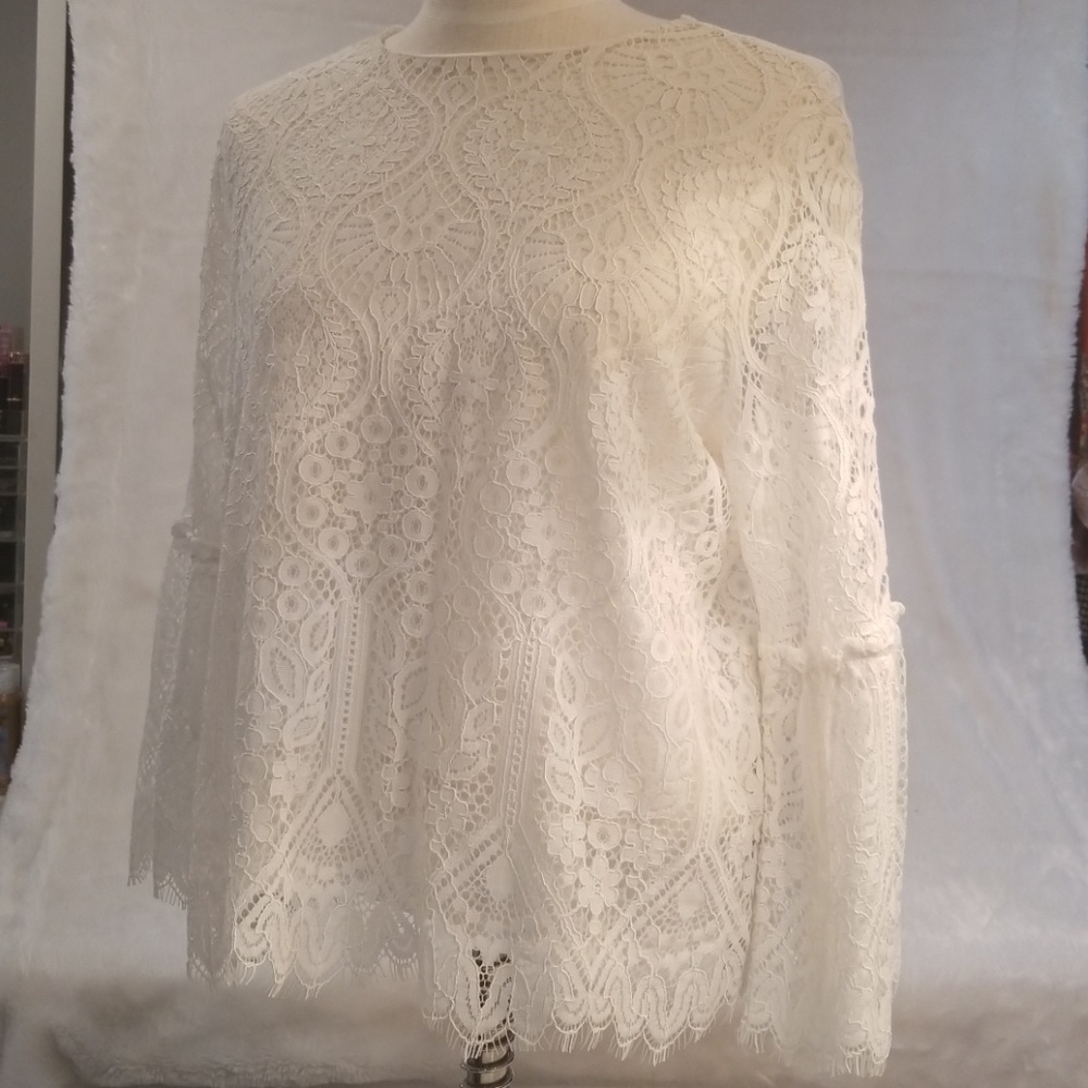 Worthington Petite White Lace Top